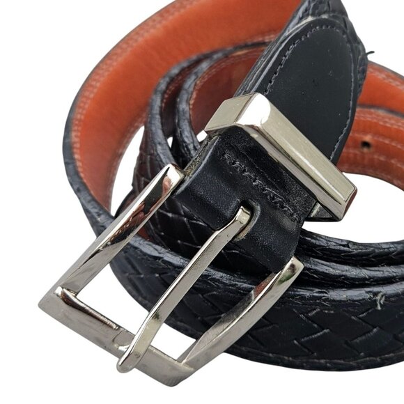 Bragano Black Woven Leather Belt Mens Made in Canada XL 41–45 In Waist - Picture 9 of 14